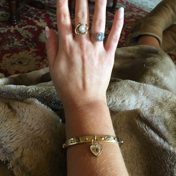 Coach Pave Lock Heart Hinged Bangle NO LONGER MADE - Picture 2 of 8